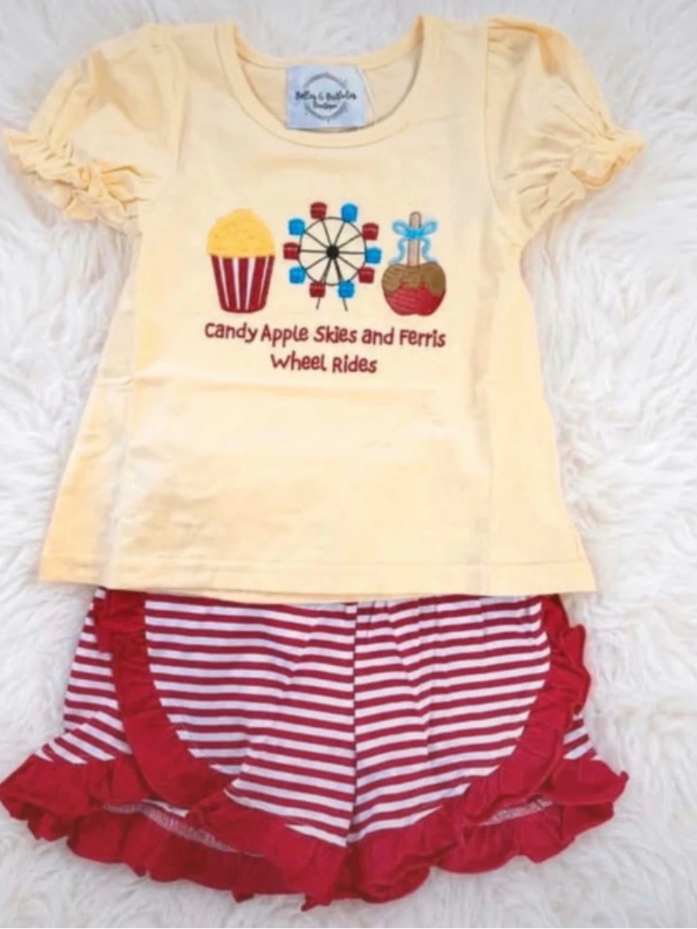 Caramel Apple Embroidered Fair Short Set